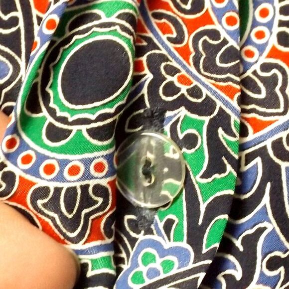 LESLIE FAY Dress, 8, Mandala/Geo print, Pleated Skirt, Shoulder pads, Short slv - Picture 11 of 15